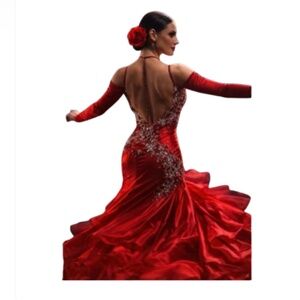 Swarovski crystal embellished gown pageant prom dance ballroom formal dress